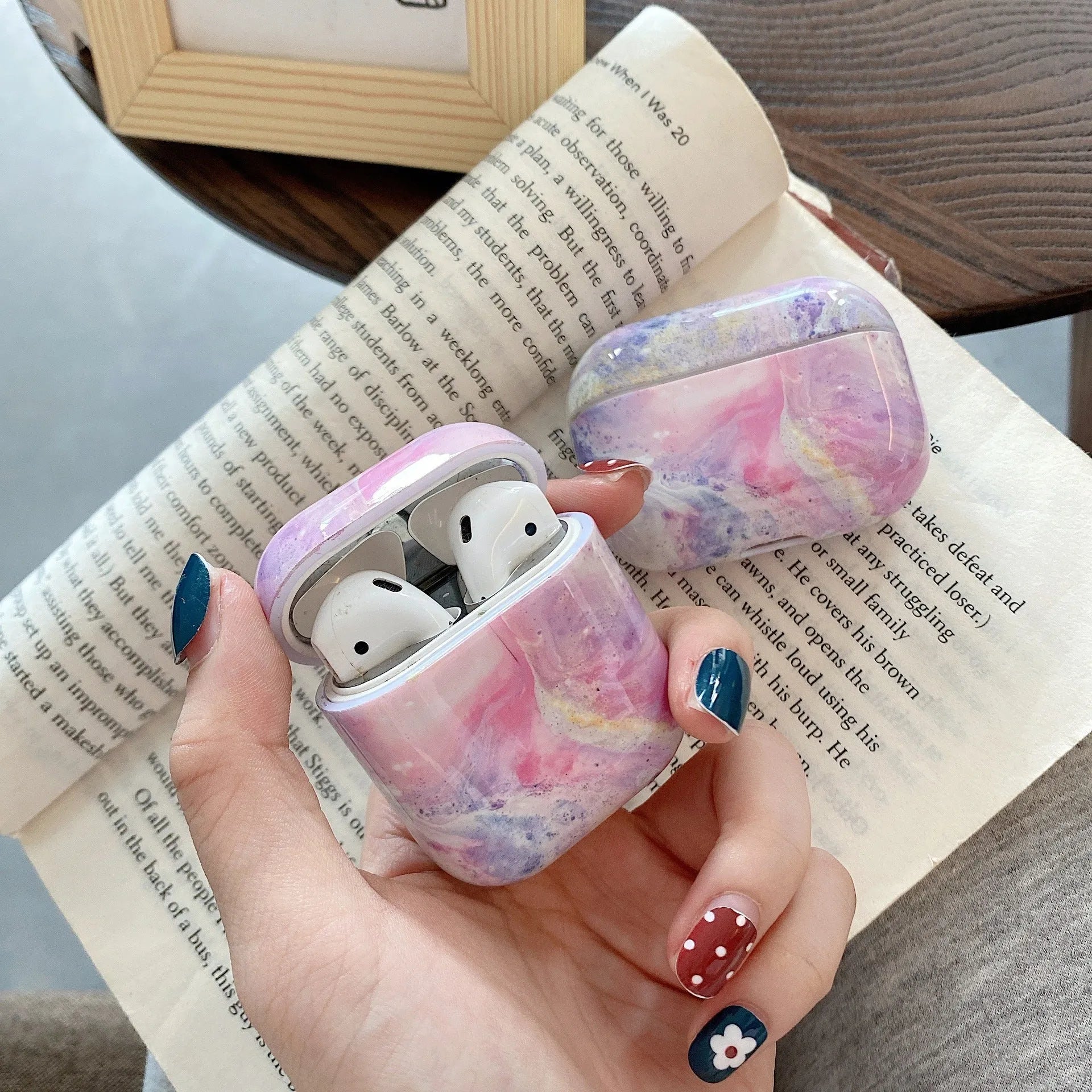 2nd generation Bluetooth earphone case PC hard shell marble finish for Airpods 1/2 and Airpods Pro