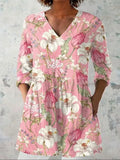 Women's long-sleeved polyester top in retro slim fit with digital print design.