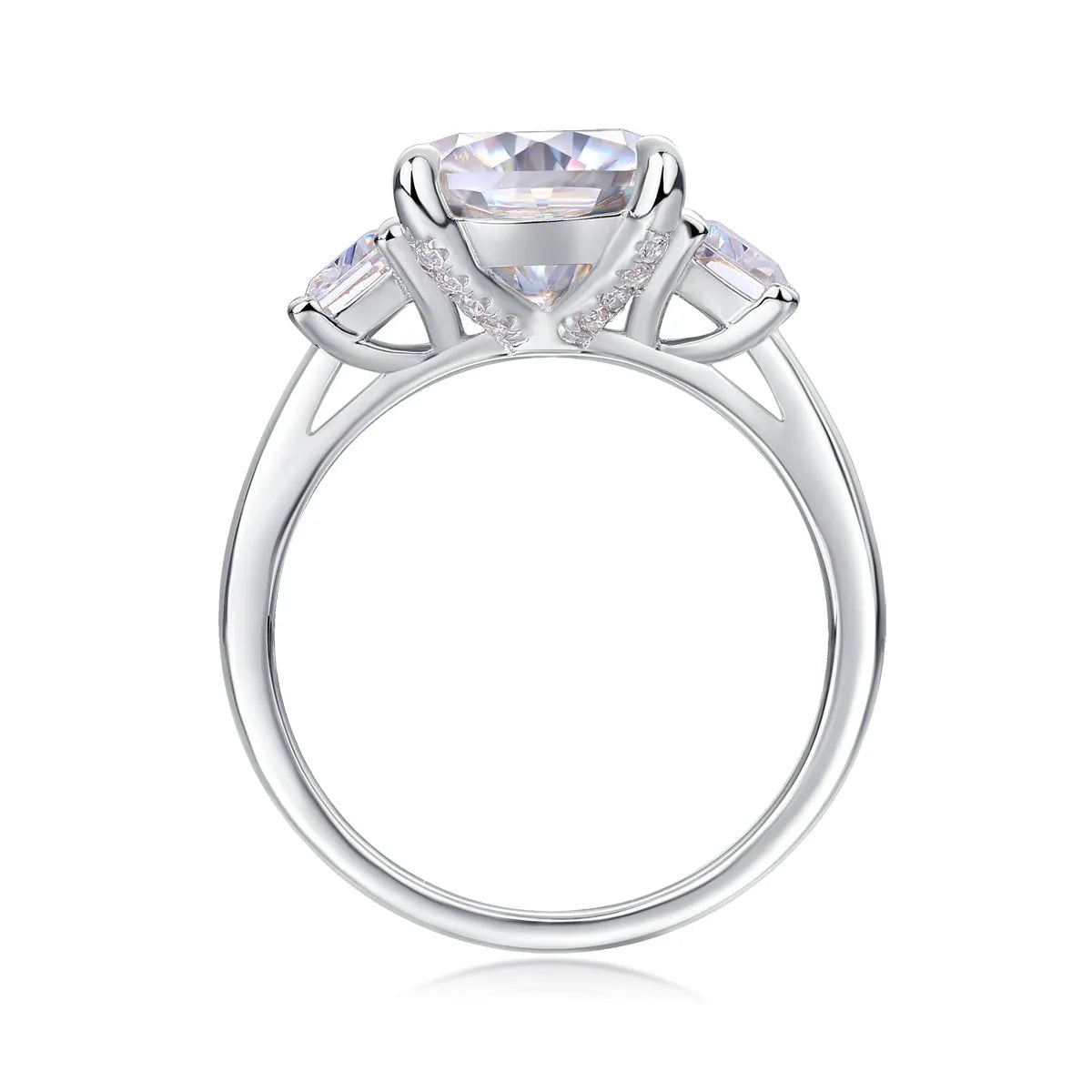 Moissanite wedding ring set with square 9x9mm stone in S925 silver and platinum plating