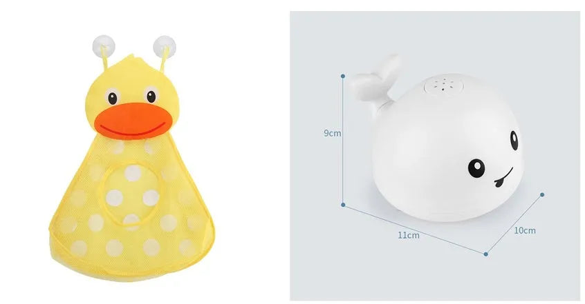 Automatic water induction whale bath toy spraying water with colourful LED lights