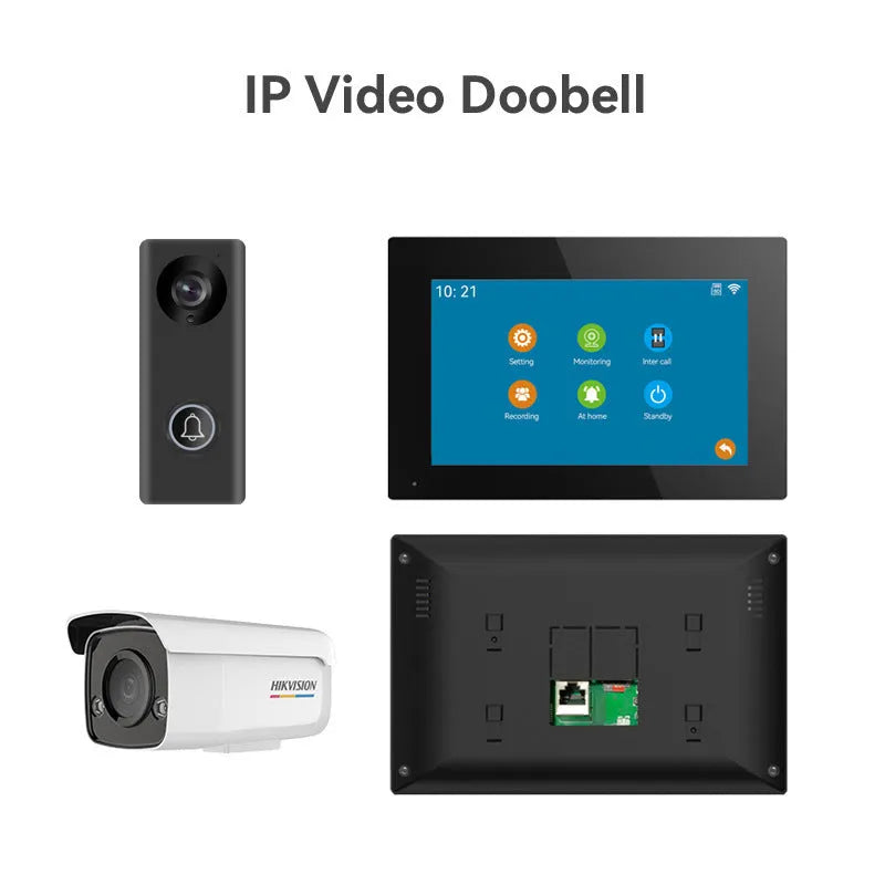 10-inch video intercom doorbell system with outdoor unit and 1080P HD camera for home security monitoring