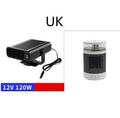 Universal 12V 24V car defrost heater in black ABS with 360-degree rotating holder and handle