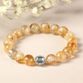 Geometric citrine crystal bracelet with 10mm beads and jewellery box