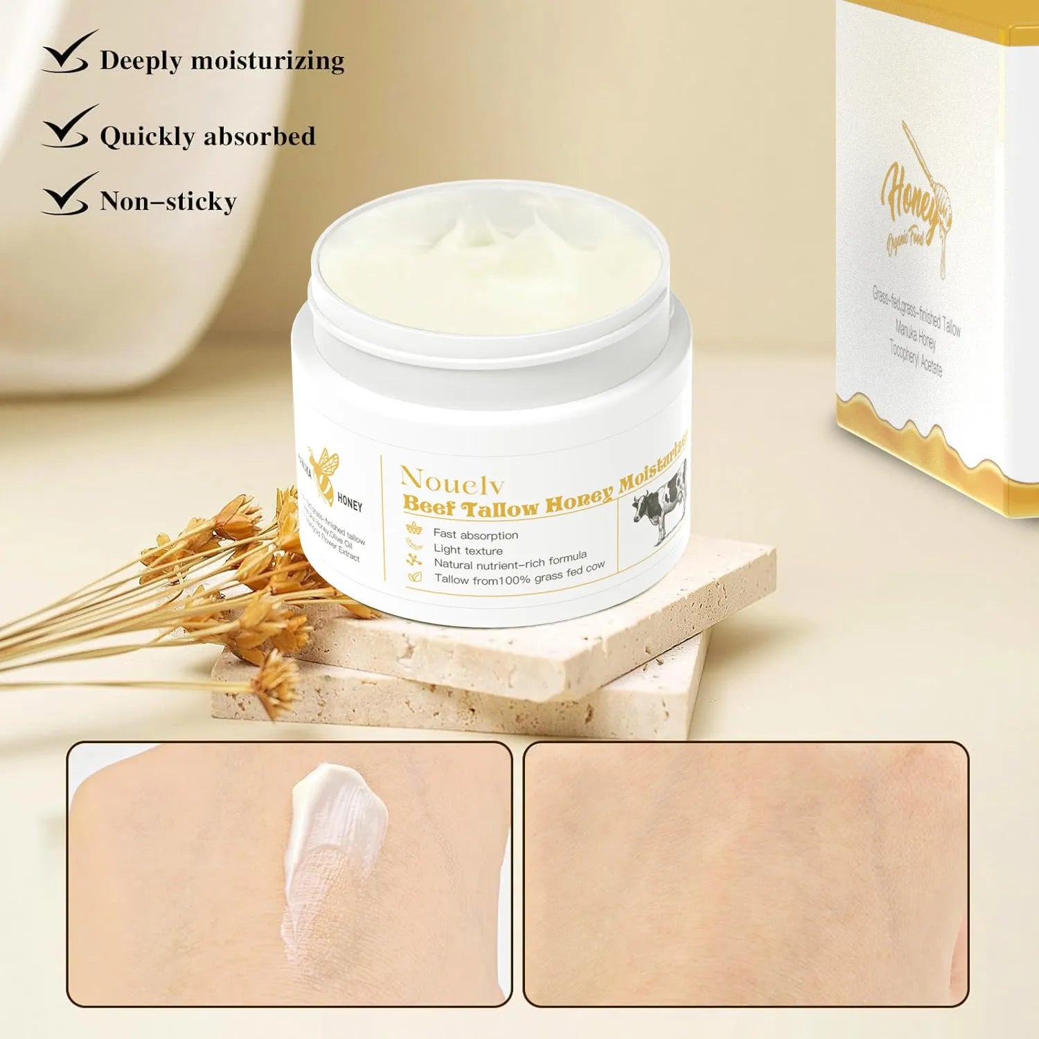 50g jar of cow fat honey moisturising cream for dry and combination skin