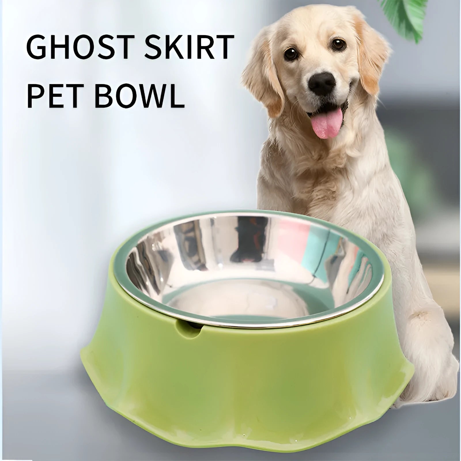 Non-slip stainless steel cat and dog feeding bowl with rubber bottom in blue colour