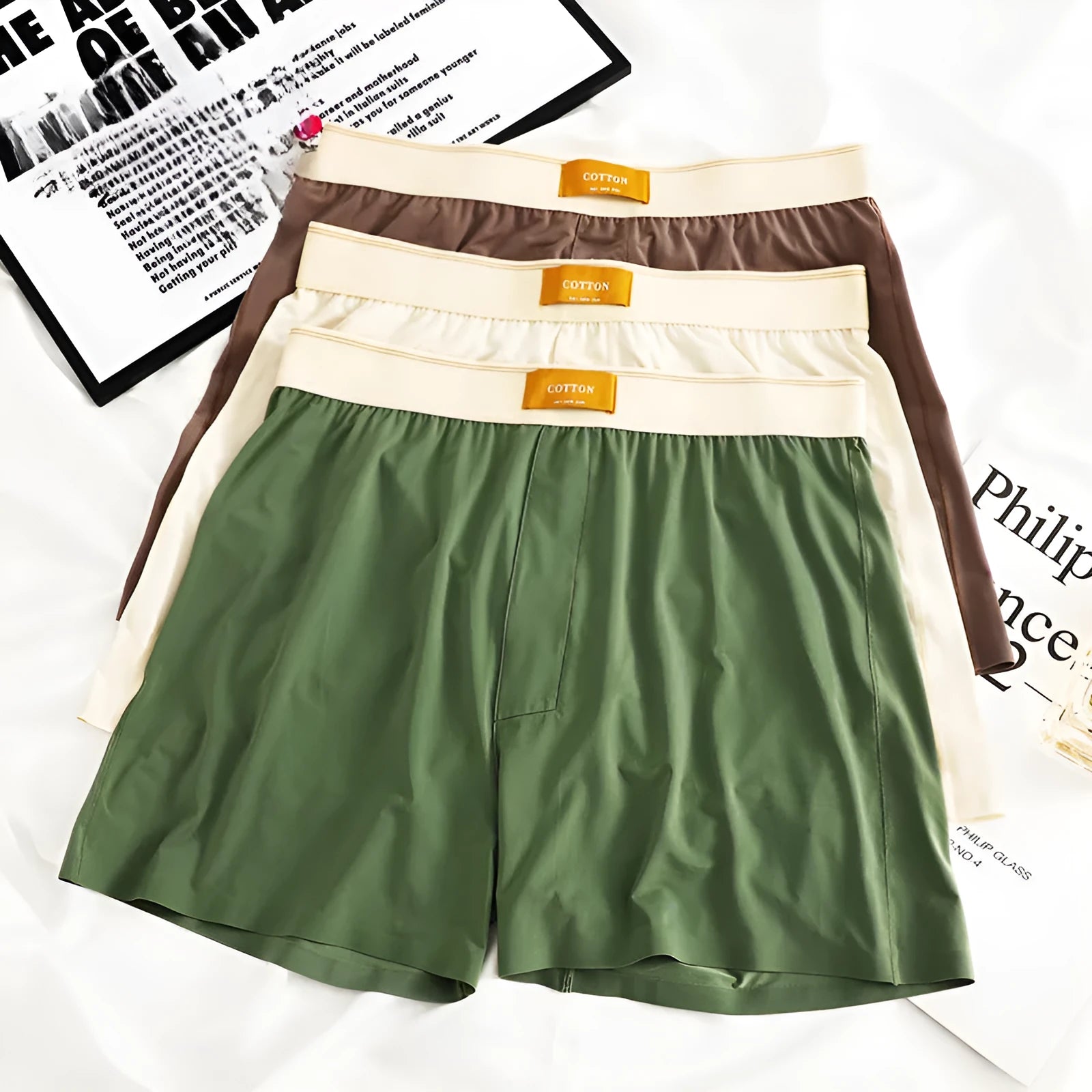 Men's loose fit ice silk underwear in multiple colours with mid waist design