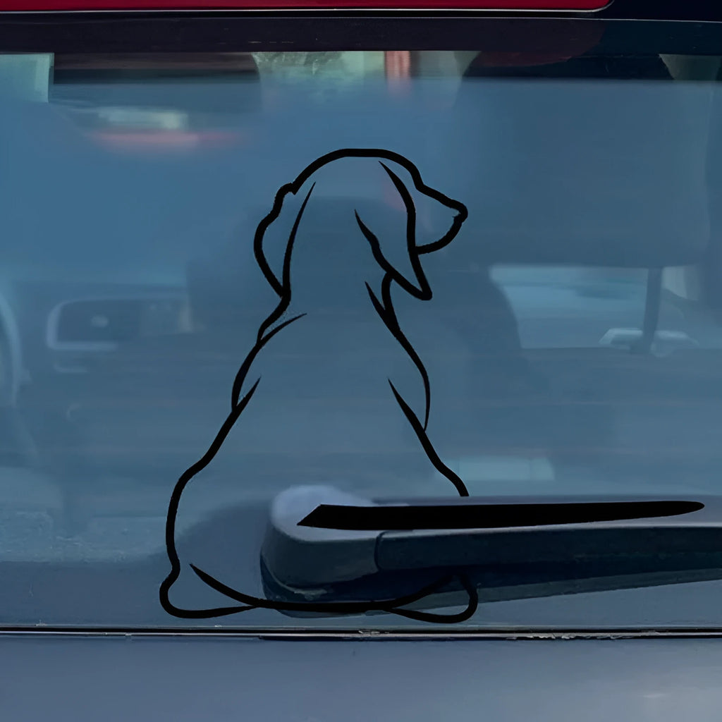 Cartoon wiper back dog gear car sticker for vehicle rear window decoration in black and white options