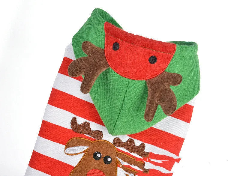 Christmas transformed elk dress dog jacket made from cotton for small dogs sizes 8-16 with hood