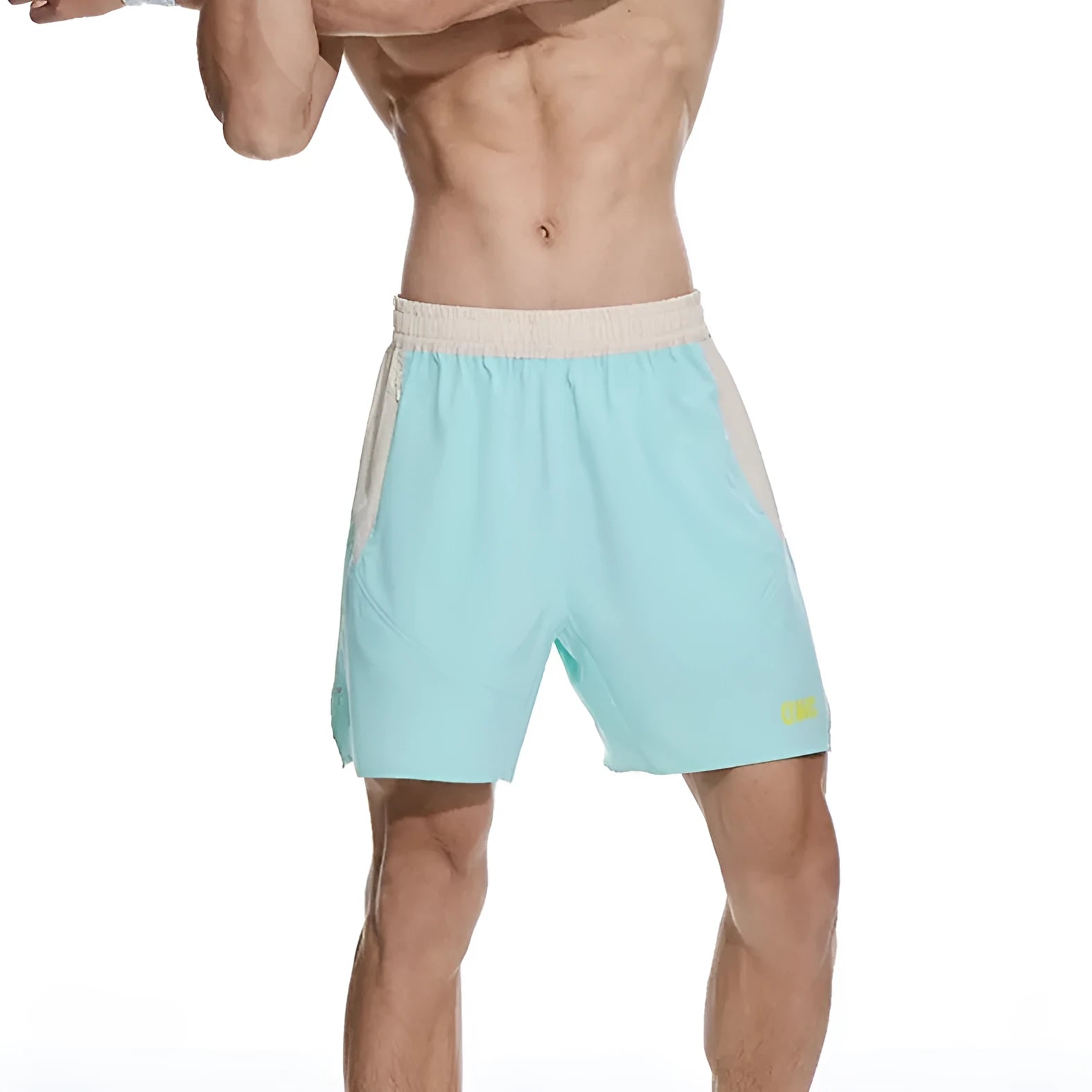 Men's dark rock ash coloured loose hipp workout shorts with elastic waist and lace-up fly