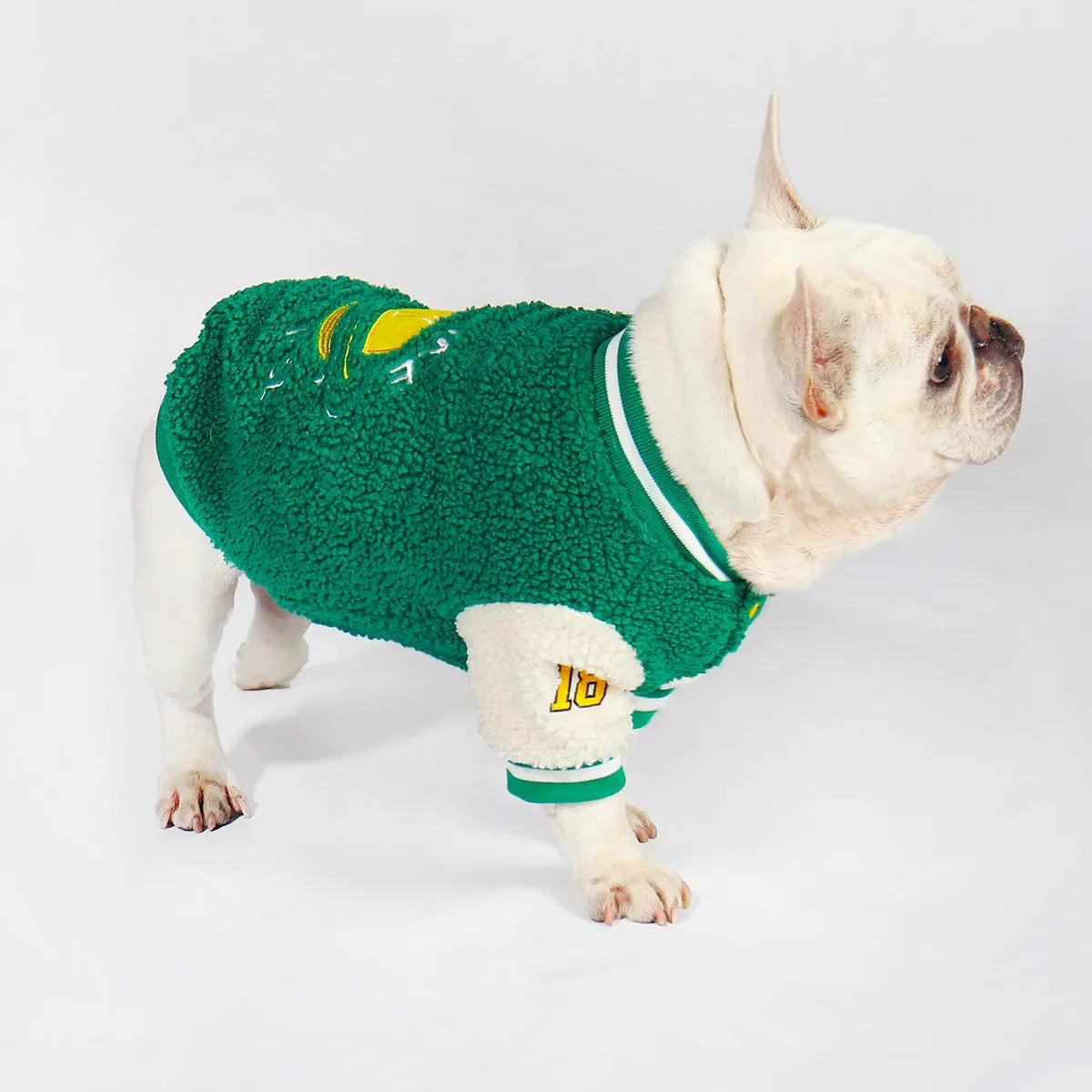 Green fleece-lined dog winter jacket for larger breeds sizes L XL XXL 3XL 4XL