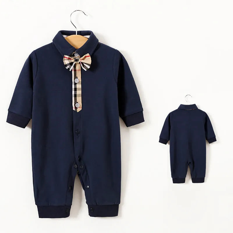 Cotton baby one-piece long sleeve Korean style bodysuit in grey, available in sizes 59-90cm