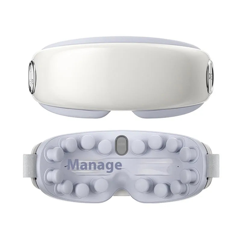 Bluetooth steam eye moisturising massager in purplish grey, showing its compact size for hot compress therapy.