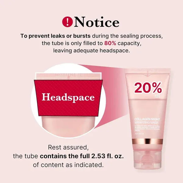 Collagen night face mask in 75ml bottle with brush applicator for even application