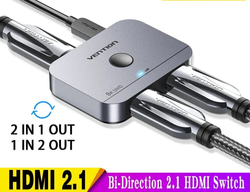 Grey alloy HDMI cable separator for computer to television audio video conversion