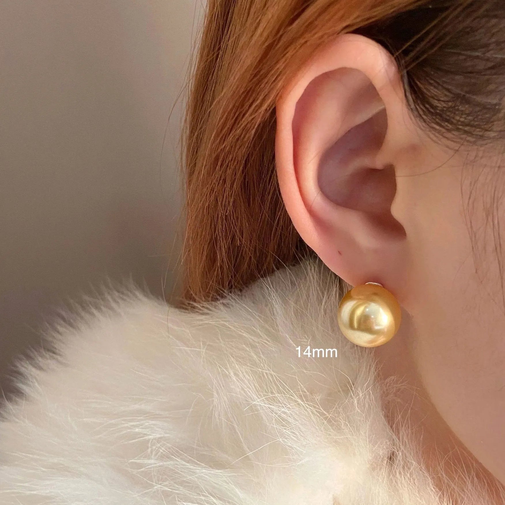 Large pearl stud earrings with geometric star design in silver with various pearl size options