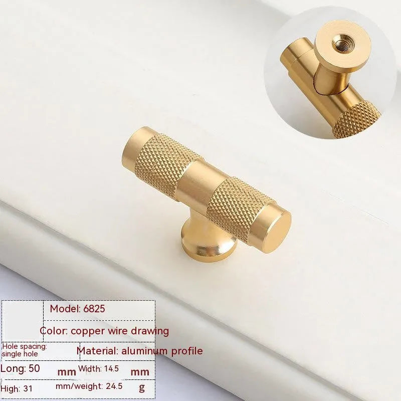 Brushed brass aluminium furniture handle with European style design for cabinets and drawers