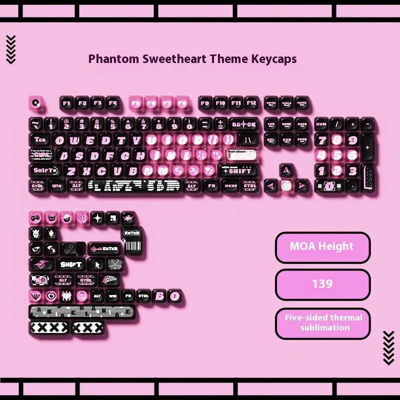 Sublimation printed cartoon pig theme mechanical keyboard keycaps full set with colourful party artwork