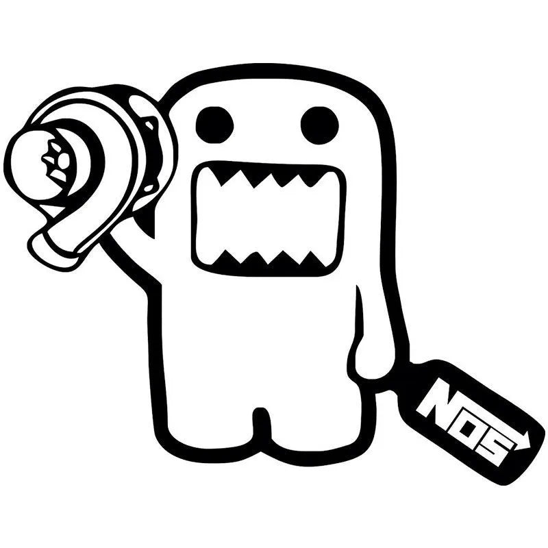 15x12cm black and white PVC car sticker with cartoon design for vehicle decoration