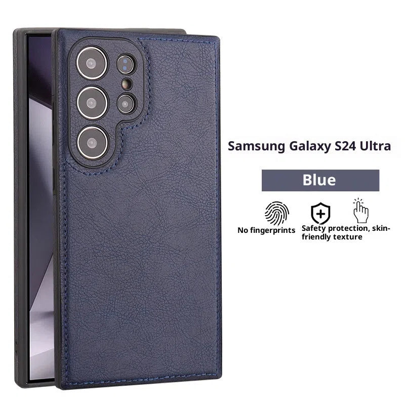 Anti-drop TPU phone case for Samsung Galaxy in black with embossed texture