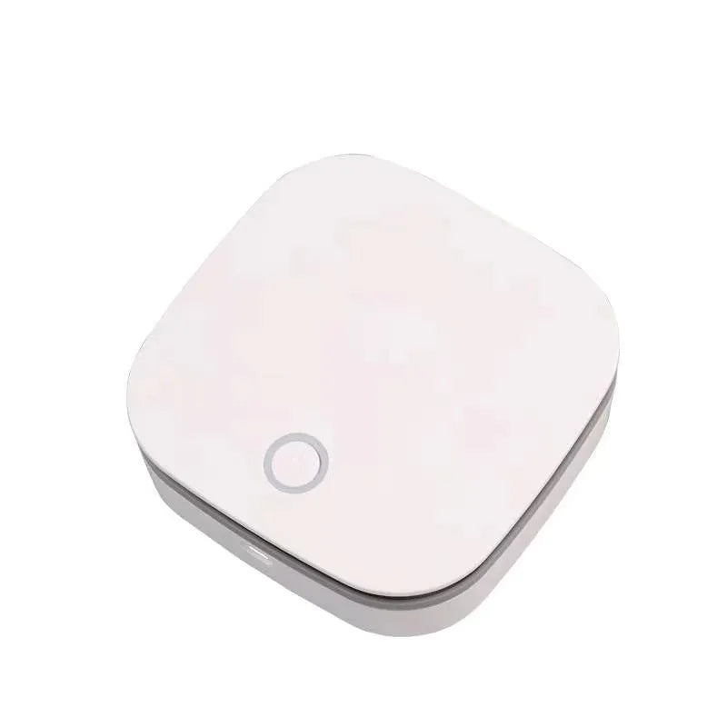 White USB-powered air purifier for cars and small rooms with ozone negative ion sterilisation.
