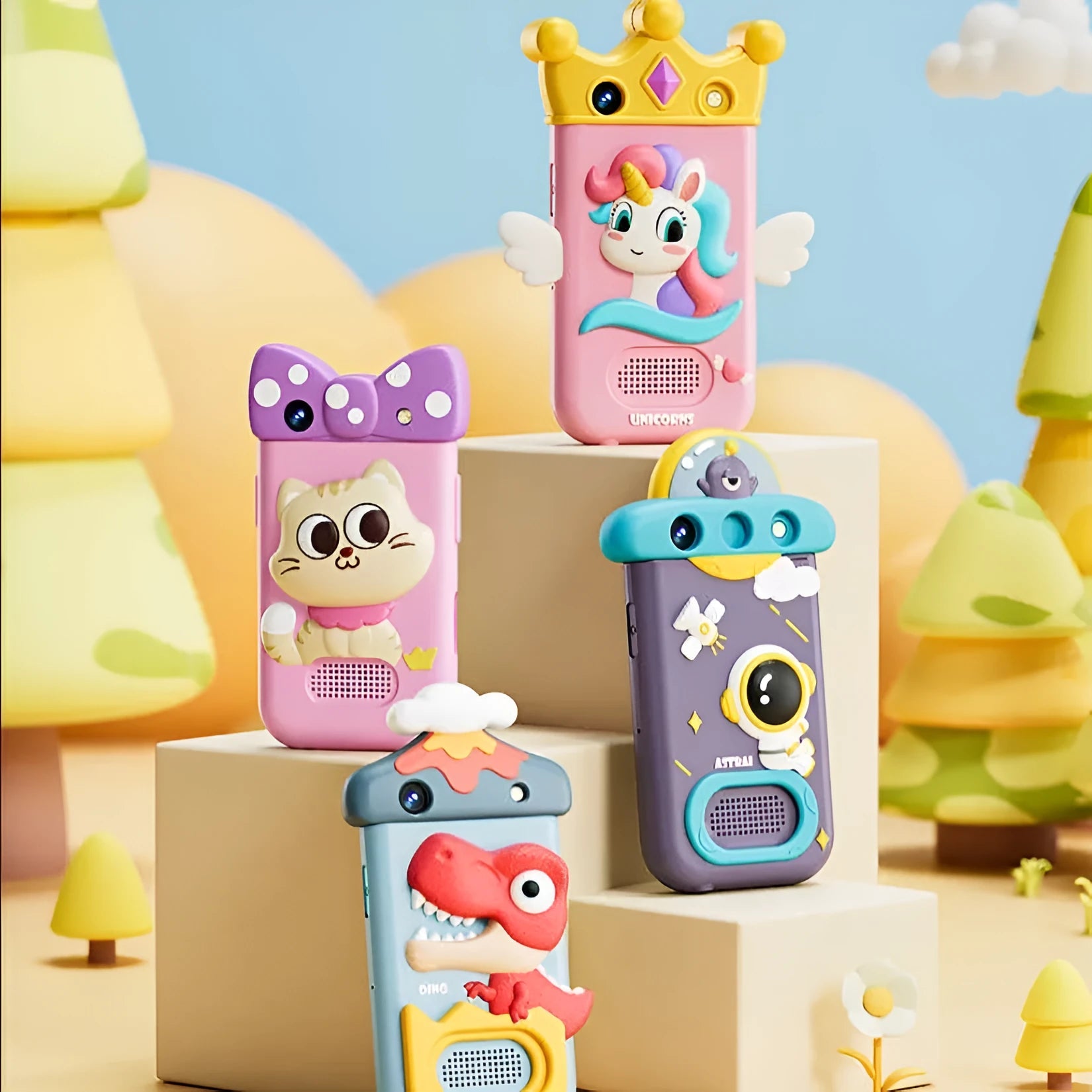 Children's toy simulation puzzle touch screen mobile phone with 4K flip large lens in cat style