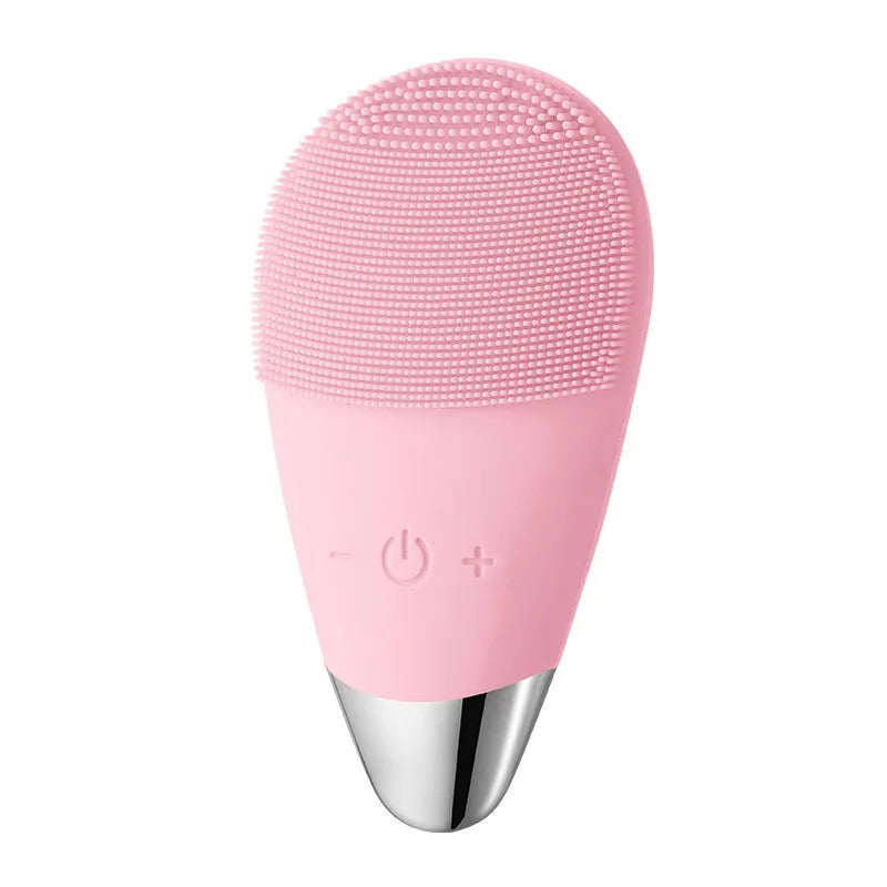 Silicone electric facial cleansing brush with three gear settings in Lake Blue colour variant