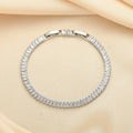 Rectangular brass women's bracelet with full diamond zircon inlay in champagne gold colour