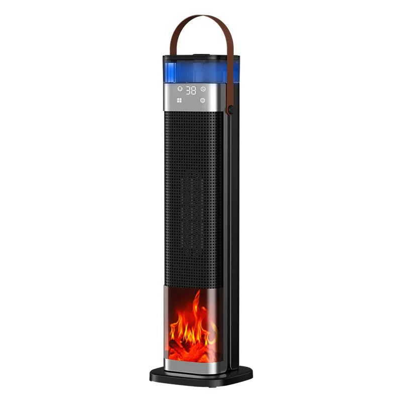 Tall, vertical PTC ceramic space heater with humidifier function and remote control.