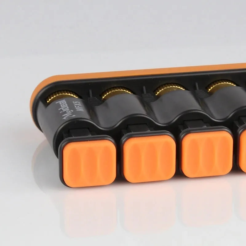 Grey or orange silicone finger trainer for musical instrument practice and climbing