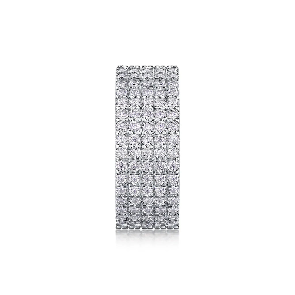 Moissanite wedding ring set in S925 silver with platinum plating, under 0.1 carat, gift box