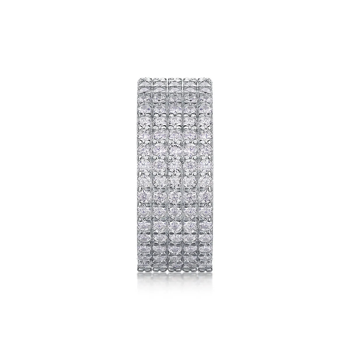 Moissanite wedding ring set in S925 silver with platinum plating, under 0.1 carat, gift box