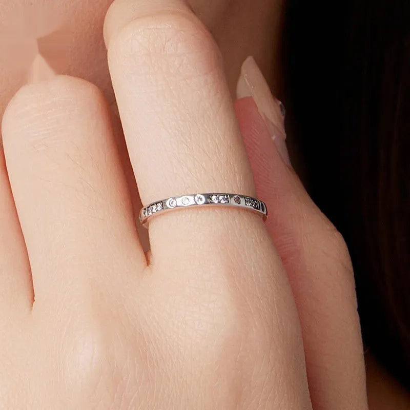 Oxidised black silver ring with moss texture and I Love You engraving on adjustable alloy band