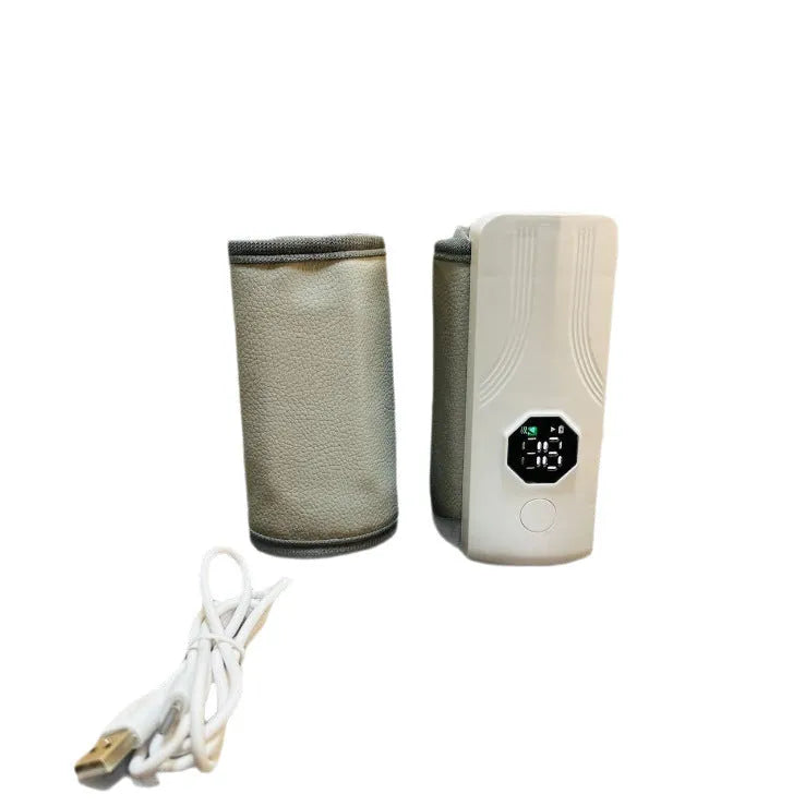 Grey and white car charger milk warmer with ABS polypropylene construction