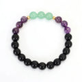 Dongling Long adjustable stone bead necklace with alloy lotus pendant and matching bracelet.