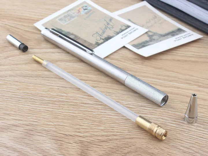Metal automatic mechanical pencil with five lead size options and 2B graphite refills