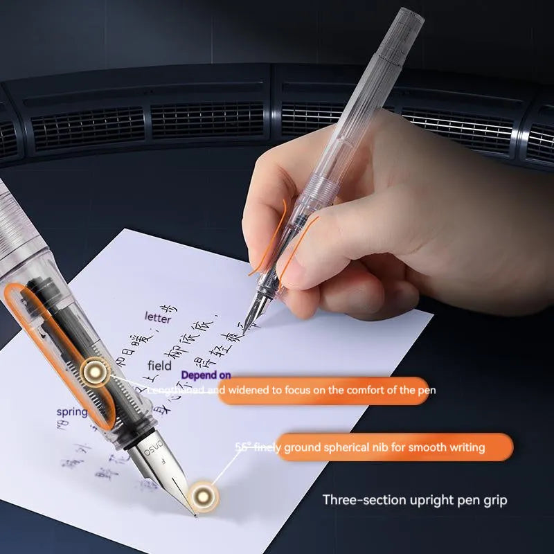 Student automatic suction pen set with 0.5mm and 0.38mm pen head options and separate ink feeder
