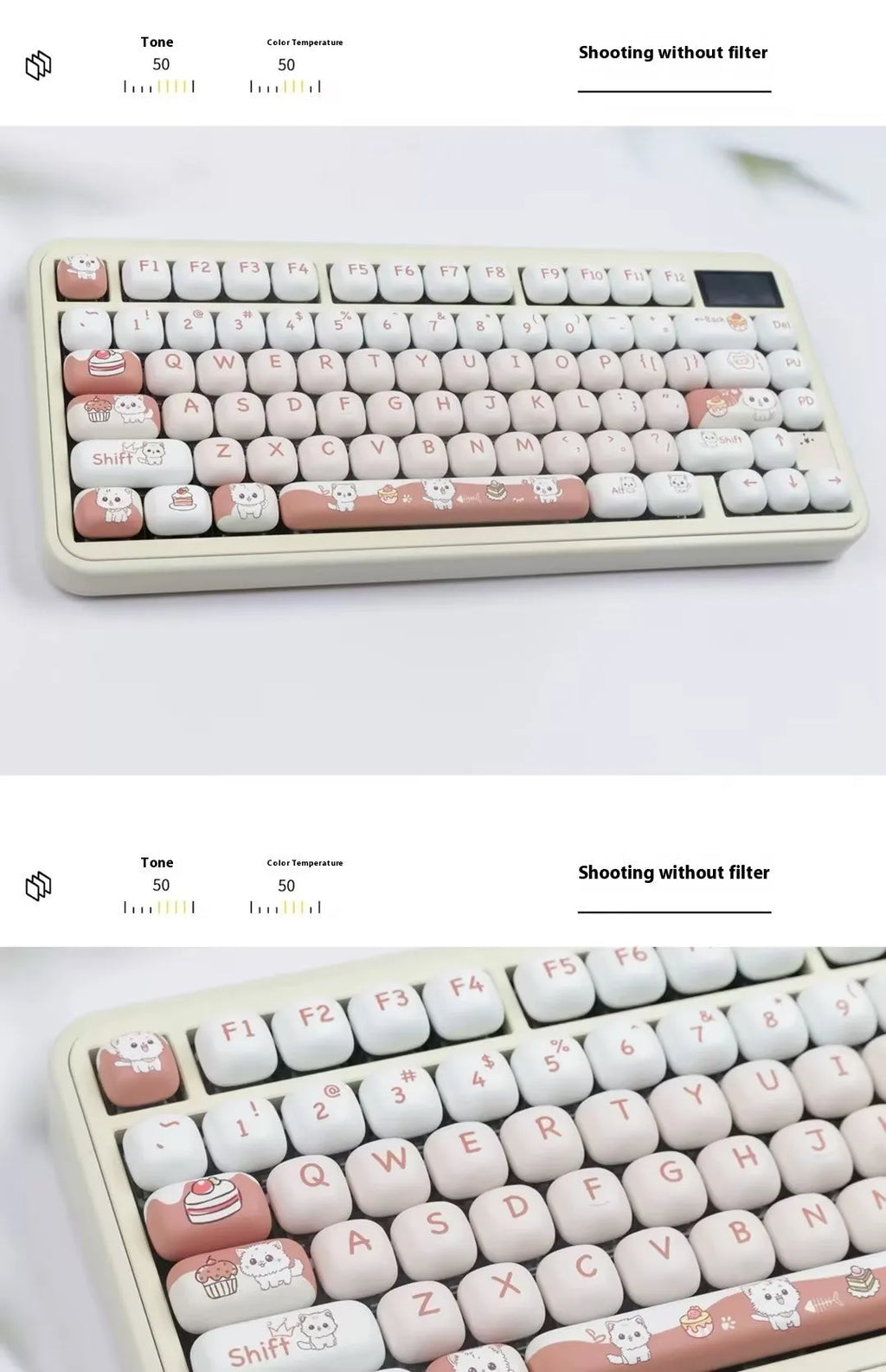 Dessert cat cartoon key cap set for mechanical keyboards with colourful artwork