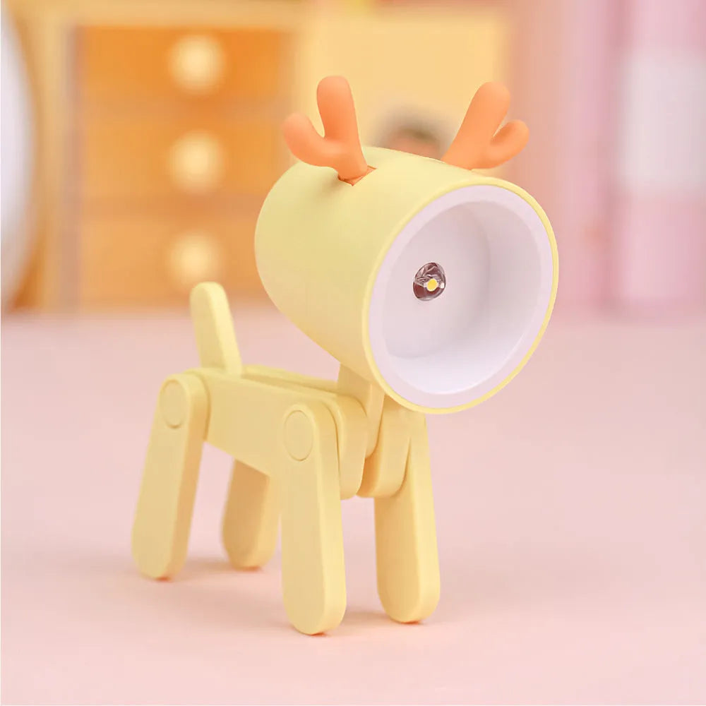 Creative handmade LED mini night lamp with PVC shade in cartoon style, battery operated with button switch