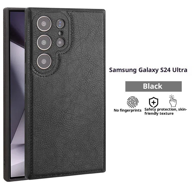 Anti-drop TPU phone case for Samsung Galaxy in black with embossed texture