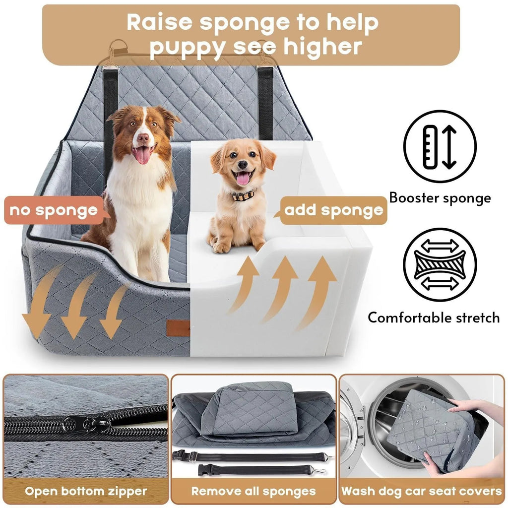 Breathable pet car nest for dog rear row travel cushion in beige cloth, 70x50x30cm
