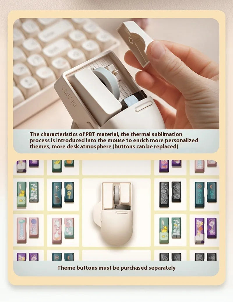 Soft tofu coloured wireless ergonomic mouse with USB-C cable and 2.4G receiver