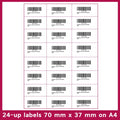A4 paper FBA barcode labels showing multiple grid options for Amazon shipping and inventory labelling