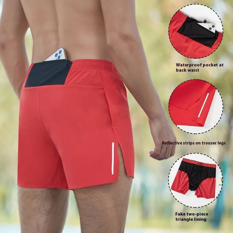 Men's black loose-fit off-road running shorts with high waist and quick-dry fabric