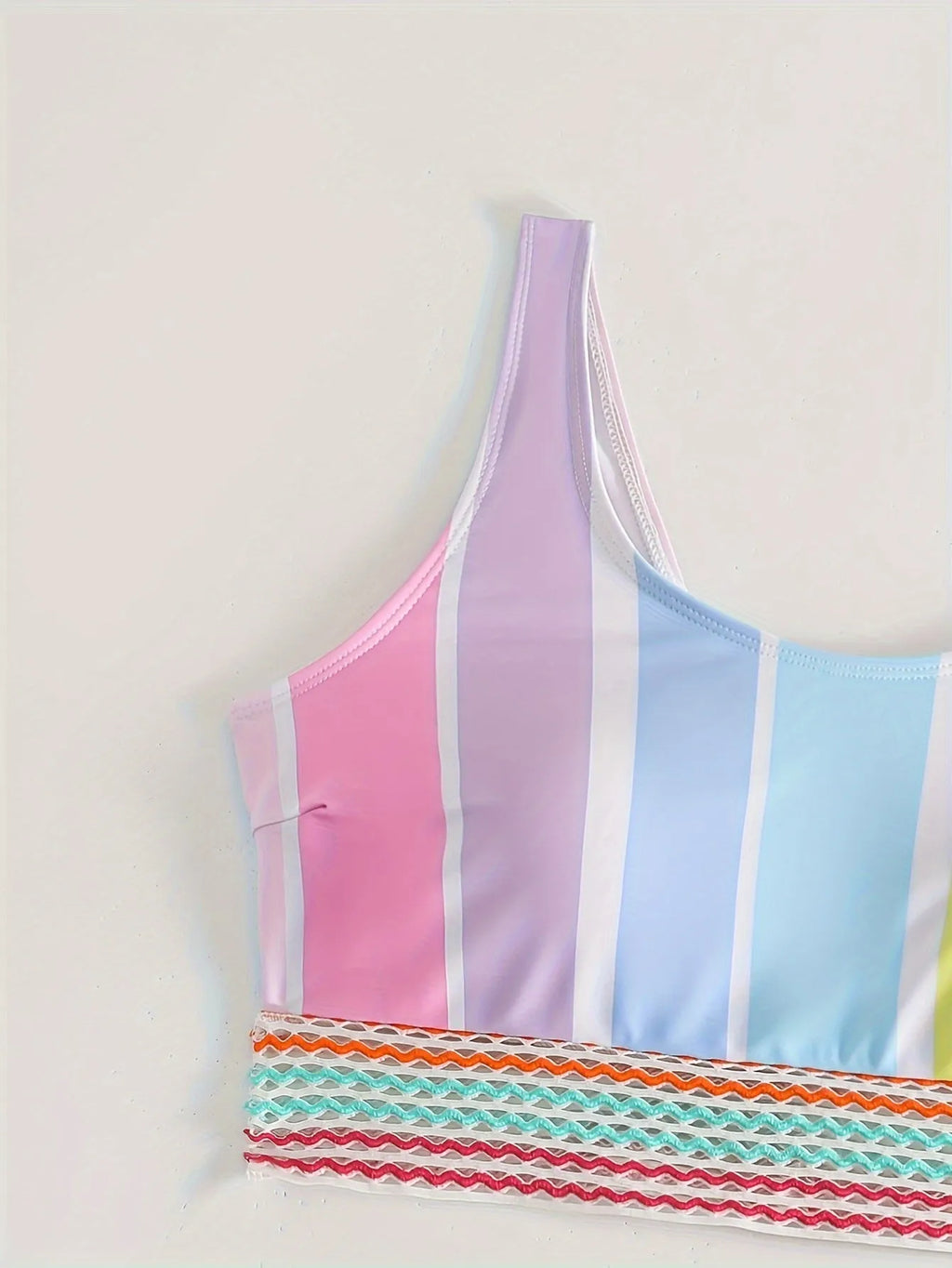 Women's striped bikini swimwear set in polyester spandex fabric for swimming sports