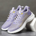 Women's lavender purple Flyknit running shoes with mesh lining and EVA sole for jogging