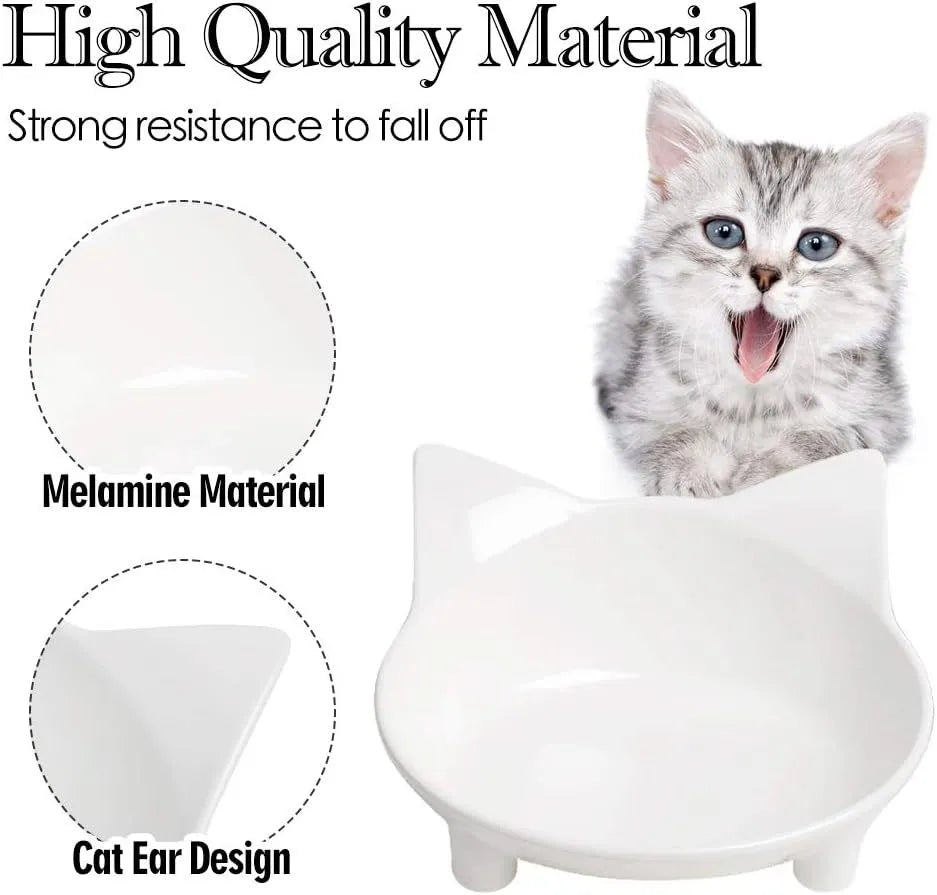 Shallow black cat food bowl with rubber anti-skid base for whisker fatigue relief