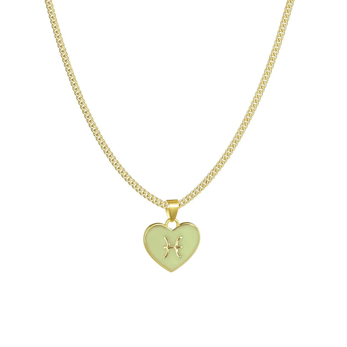 12 constellation love necklace with heart-shaped pendant and bamboo chain in a zodiac colour option