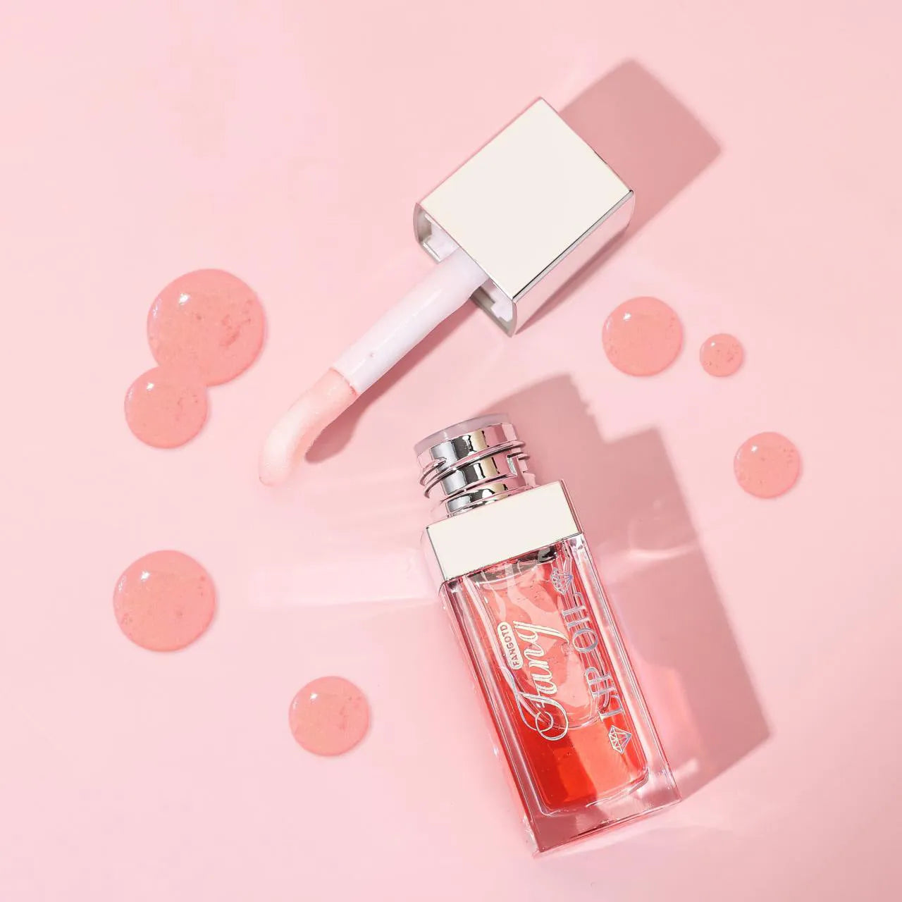 Set of five bright mint lip gloss tubes and one lip essence oil bottle for moisturising and repair.