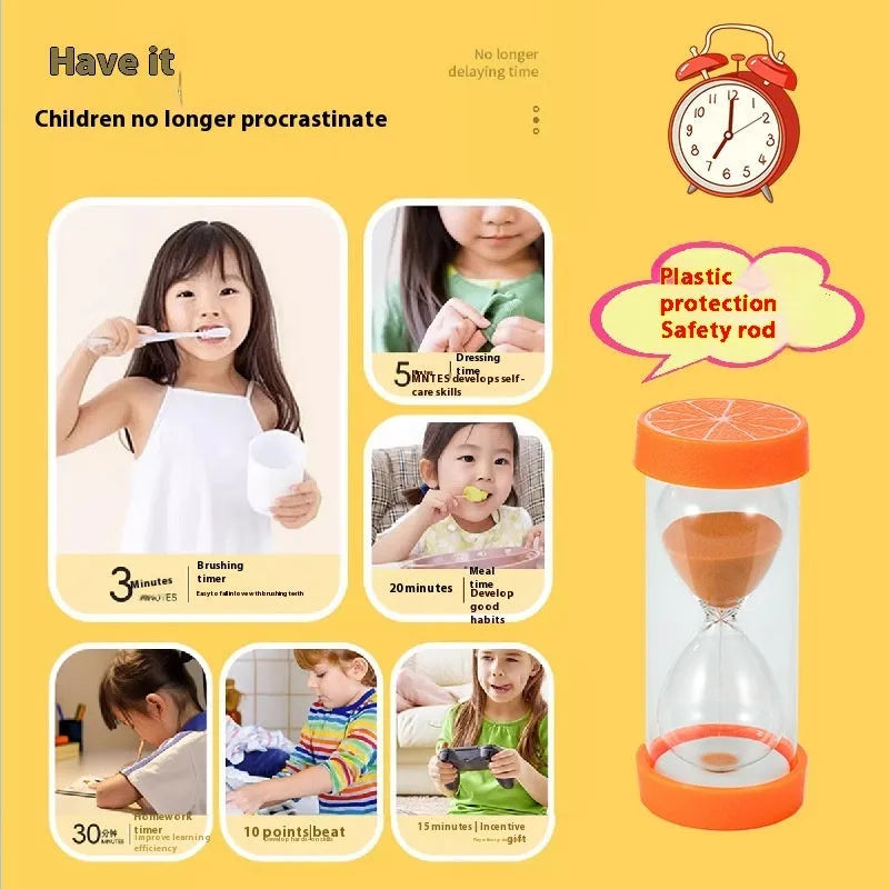 Plastic fruit hourglass timer desktop ornament in kiwi fruit style with sand running – handmade Chinese design