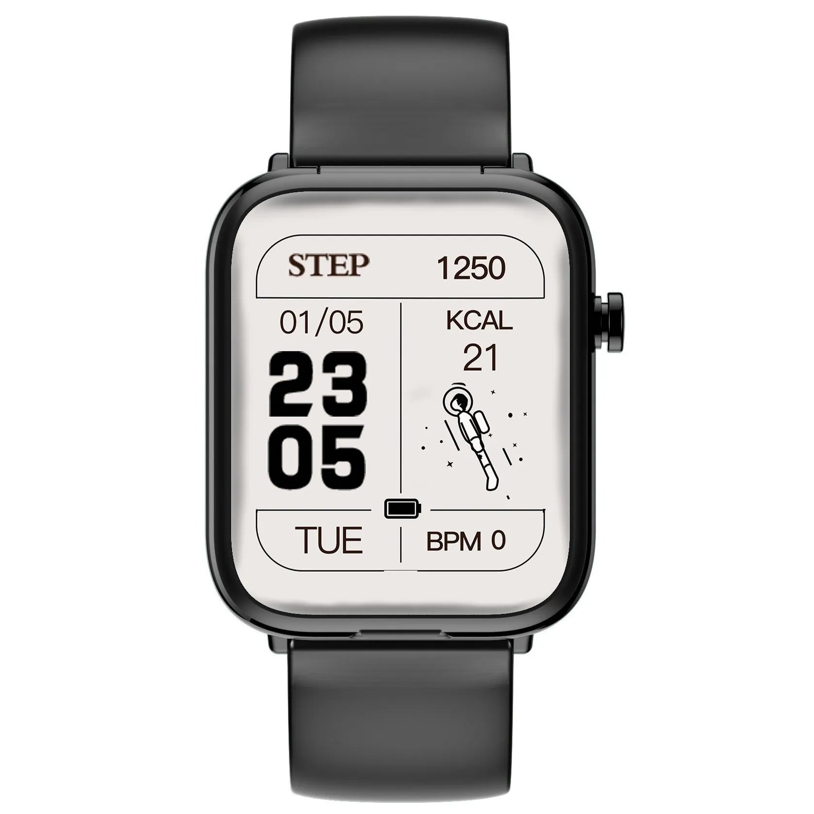 Black all-touch smartwatch with Bluetooth headset, zinc alloy body, and 1.69-inch screen.